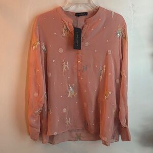 Limelight | NWT Peach Embroidered Blouse Sz L